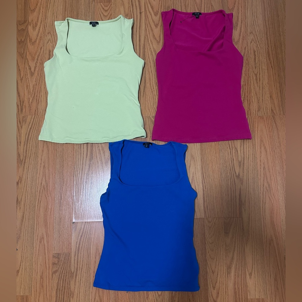 Express Body Contour stretch cotton square neck tank bundle of 3 size XS, S